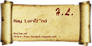 Hay Loránd névjegykártya