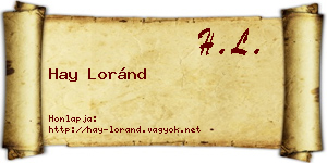 Hay Loránd névjegykártya